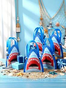 1/3/6 PCS For Business Shopping Retail Birthday Party Decoration Gift Wrapping Summer Fresh Storage Shopping Shark Shape Ocean Theme Non Woven Tote Bag Party Favor With Handle Gift Bag For Present Packaging - A - View 2