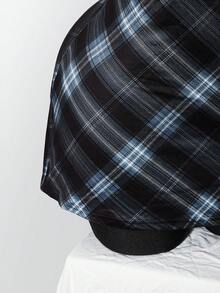 SHEIN ICON 大尺碼復古Y2K深V領花卉短袖收腰A字洋裝，返校穿搭、日常穿著、休閒度假夏季洋裝 - 藍色 - 查看 9