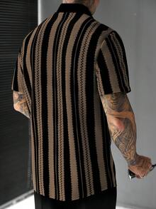 Manfinity Homme 男士休閒網格拼接街頭成熟風襯衫，適合儀式場合 - 彩色 - 查看 2