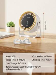 JMMO Portable Air Circulator Fan, Rechargeable Wall Mount & Desktop Dual Use Small Cooling Fan, Digital Display Mini Quiet Personal Fan For Bedroom Bathroom Kitchen, Summer Cooling Fan - multicolor - View 7