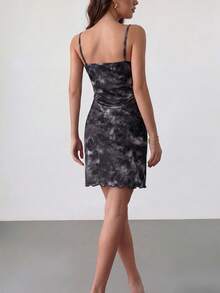 Rafferiza Women Sleeveless Butterfly Pattern Cami Nightgown Lounge Dress - Black - View 2