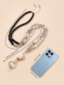 1pc Natural Stone Beads Retractable Badge Reel Lanyard Id Card Holders Necklaces Chain Keychain Clip For Women Men Employee Wholesal - multicolor - View 3