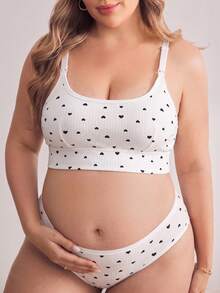 Moonlight&Mama Sweet Heart Print Plus Size Nursing Tank Top Bra With Convenient Nursing Buckle Design For Pregnant And Breastfeeding Women - White - View 5