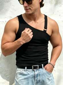 Manfinity Dauomo Summer Casual Vacation Men's Sleeveless Tank Top - Black - View 5