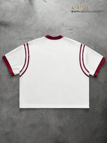 HARRY POTTER X SHEIN PAVTROS Men's Round Neck Color Block Letter & Number Print Casual Versatile Daily Wear Short Sleeve T-Shirt - White - View 2