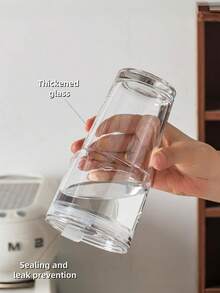 SHEIN 1 Buah Gelas Kaca dengan Sedotan, Gelas Portabel dan Bergaya Sederhana untuk Air, Teh, atau Kopi, dengan Desain yang Sangat Menarik; Berbentuk Bulat, dengan Kapasitas 600 ml - MultiWarna - View 10