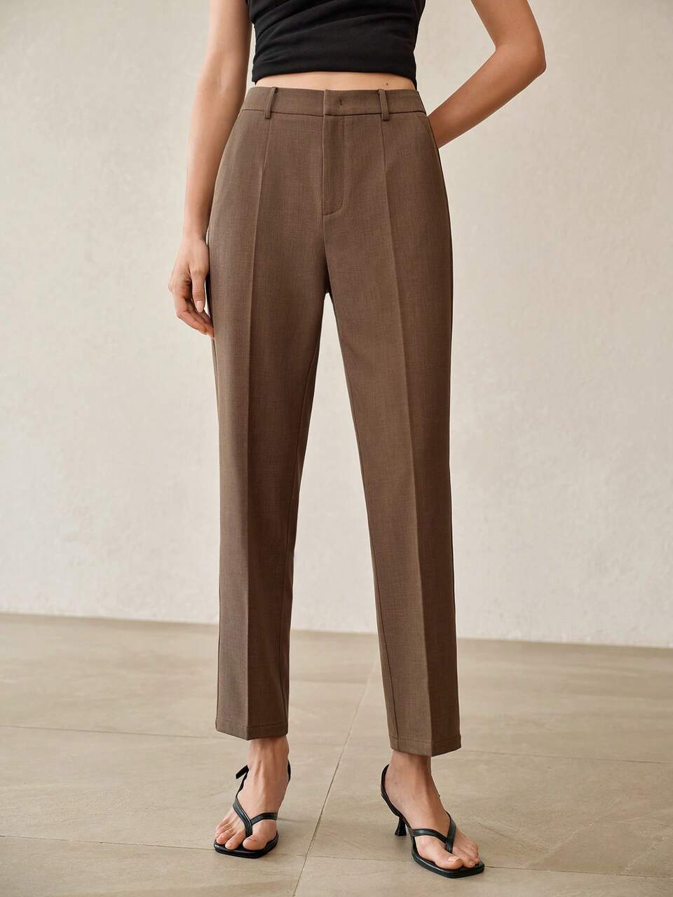 WOMEN'S SOLID COLOR DAILY OFFICE COMMUTE MINIMALIST VERSATILE SEAM FRONT TAPERED LEG PANTS