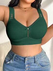 DesireSculpt Sujetador sin aros talla grande 1 pieza - Verde militar - Ver 3