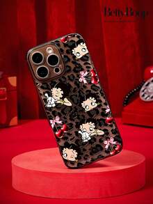 Betty Boop X POKOJA LAND 1 buah Casing Ponsel Motif Kartun dengan Glitter Transparan Hitam, Untuk iPhone Seri 13–17 - MultiWarna - View 4