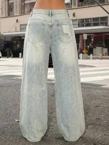 Denimoi Women's Distressed Fashion Summer Casual Versatile Denim Jeans With Pockets - Light Wash - View 3