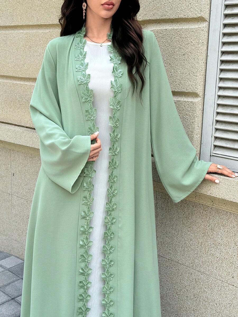 Yasmyna Exquisite Embroidered Ribbon Daily Solid Color Loose Women's Arabic Abaya