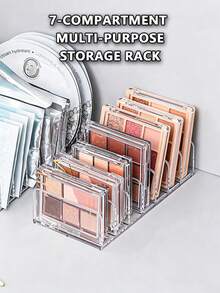 1pc Clear Acrylic Storage Box For 7-Grid Eye Shadow Palette, Can Be Used For Tools Storage, Dustproof. Suitable For Storing Powder, Eye Shadow, Blush & Other Cosmetics, With Drawer Separator Box, Desktop Makeup Display Box,Room,Home,Bedroom,Bathroom - Clear - View 1