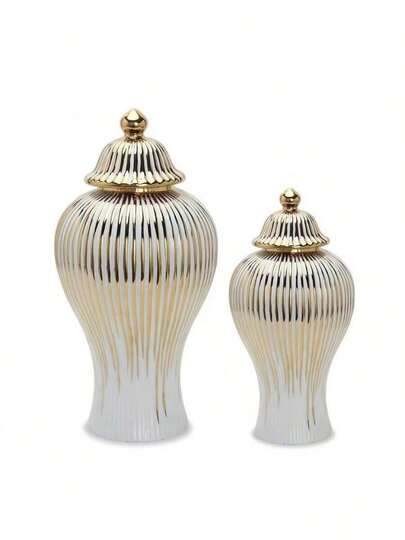 European-Style Creative Minimalist Gold-Plated Ceramic General Jar Vase, Decorative Hotel Item, Wedding And Home Craft