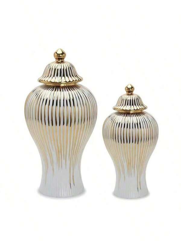 European-Style Creative Minimalist Gold-Plated Ceramic General Jar Vase, Decorative Hotel Item, Wedding And Home Craft