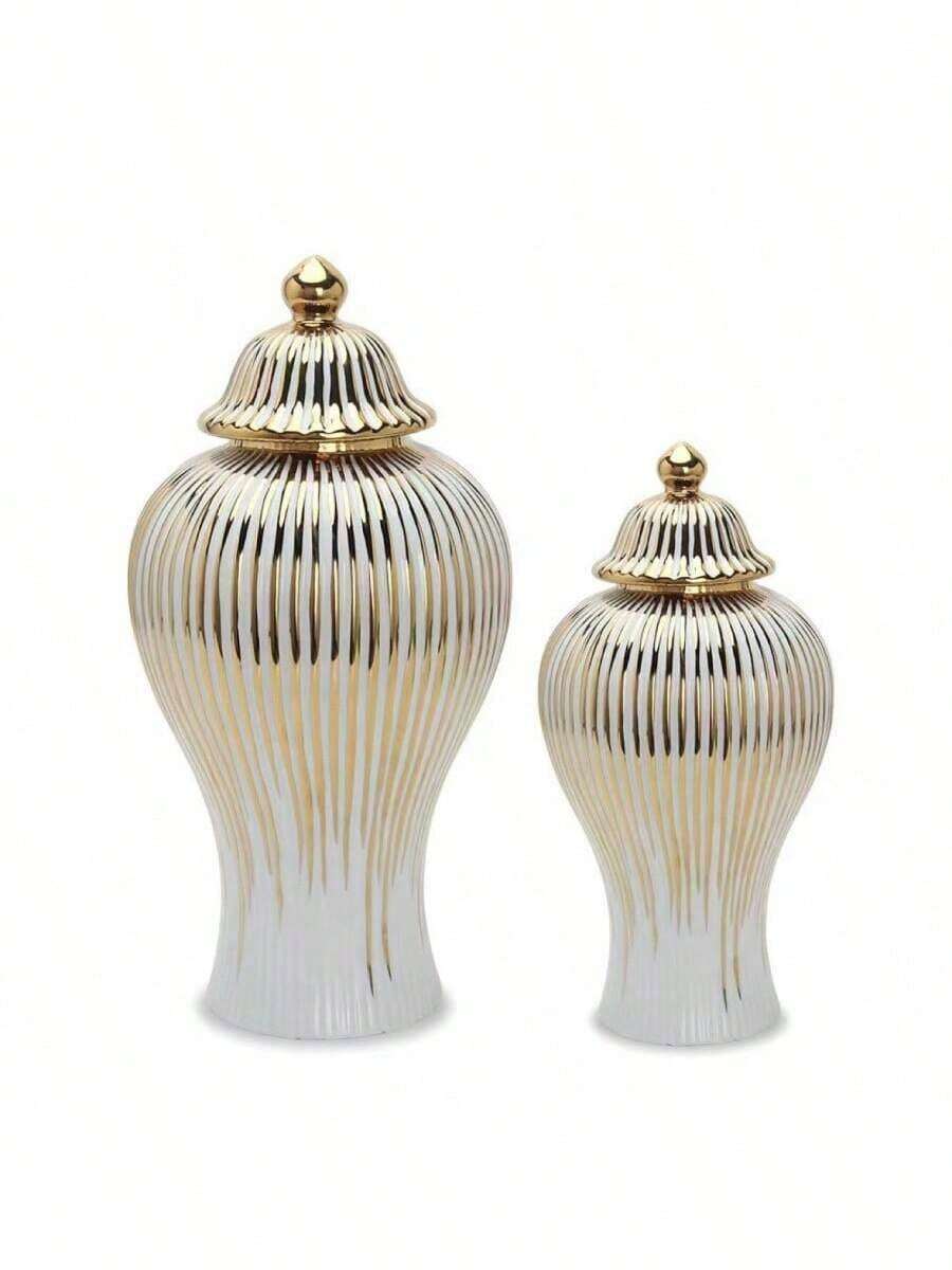 European-Style Creative Minimalist Gold-Plated Ceramic General Jar Vase, Decorative Hotel Item, Wedding And Home Craft - multicolor - View 1