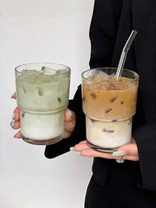 SHEIN 1 Buah Gelas Kaca dengan Sedotan, Gelas Portabel dan Bergaya Sederhana untuk Air, Teh, atau Kopi, dengan Desain yang Sangat Menarik; Berbentuk Bulat, dengan Kapasitas 600 ml - MultiWarna - View 8