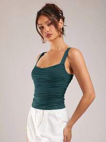 Silquee Women's Solid Color Tank Top For Daily Wear Night Out Dark Teal Summer - Teal Blue - View 6