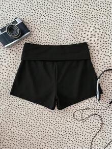 SHEIN Tween Girl Summer Casual Versatile Solid Color Shorts - Black - View 2