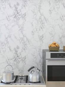 1 Gulungan Wallpaper Tempel Motif Marmer, Kertas Kontak Marmer Putih Abu-abu, Wallpaper Perekat Mandiri yang Dapat Dilepas, Cocok untuk Dinding Belakang Meja Dapur - View 6