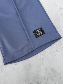 SHEIN Mirajuku 青少年男孩純色短袖T恤與短褲套裝，適合休閒運動穿著 - 藍色 - 查看 6