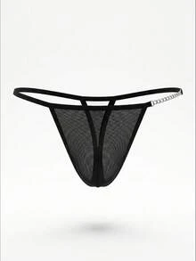 DrisQ DrisQ Fashion Black Hollow Mesh Double Pouch Mid-Waist Men's Sexy Underwear - Black - View 3