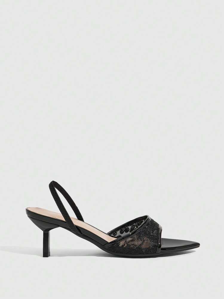 CUCCOO SZL Summer New Black Pointed Stiletto Mesh Sexy Fashion Simple Temperament High Sense Women's High Heel Sandals