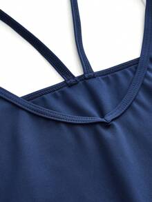 SHEIN Cheerettes Women's Plus Size Colorblock Casual Fitness Sports Tank Top - Blue - View 6