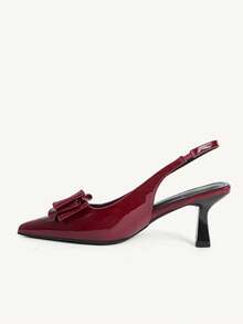 CUCCOO CHICEST Giày cao gót nữ mũi nhọn gót nhọn 6.5cm, da bóng màu đỏ rượu vang thanh lịch, đi làm & hẹn hò buổi tối - Màu Đỏ Sâu - Xem 12