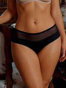 Divavoom Tangas Triangulares Con Encaje De Malla Para Mujeres - Negro - Ver 1