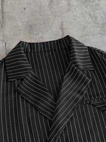 AXEPEAK 男士條紋襯衫與長褲套裝 - 黑色 - 查看 12