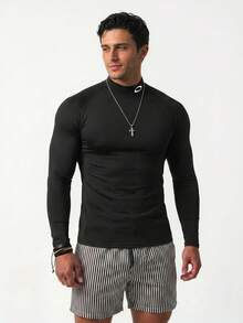 Ironwick Camiseta deportiva de manga larga con cuello alto y estampado gráfico, para hombre, color negro, para primavera/otoño - Multicolor - Ver 3