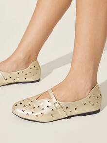 CUCCOO CHICEST Women's Skeleton, Buckle, Comfortable Flat Shoes - Gold - View 5