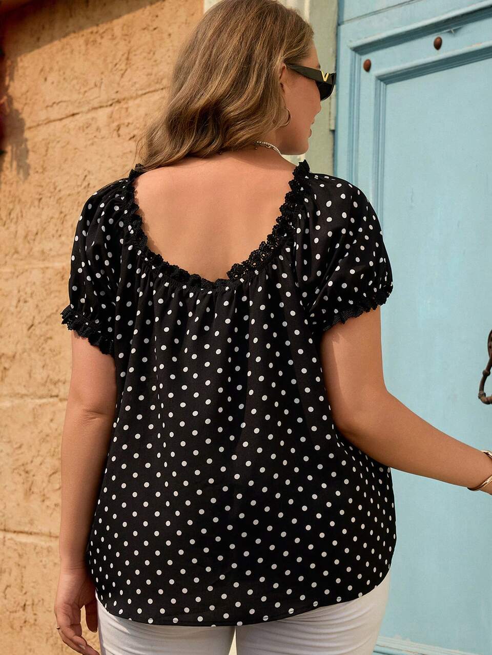Women's Plus Size Polka Dot Print Blouse Summer Outfits For Women Going Out Outfits Vacation Outfits Women  Summer Outfits For Women