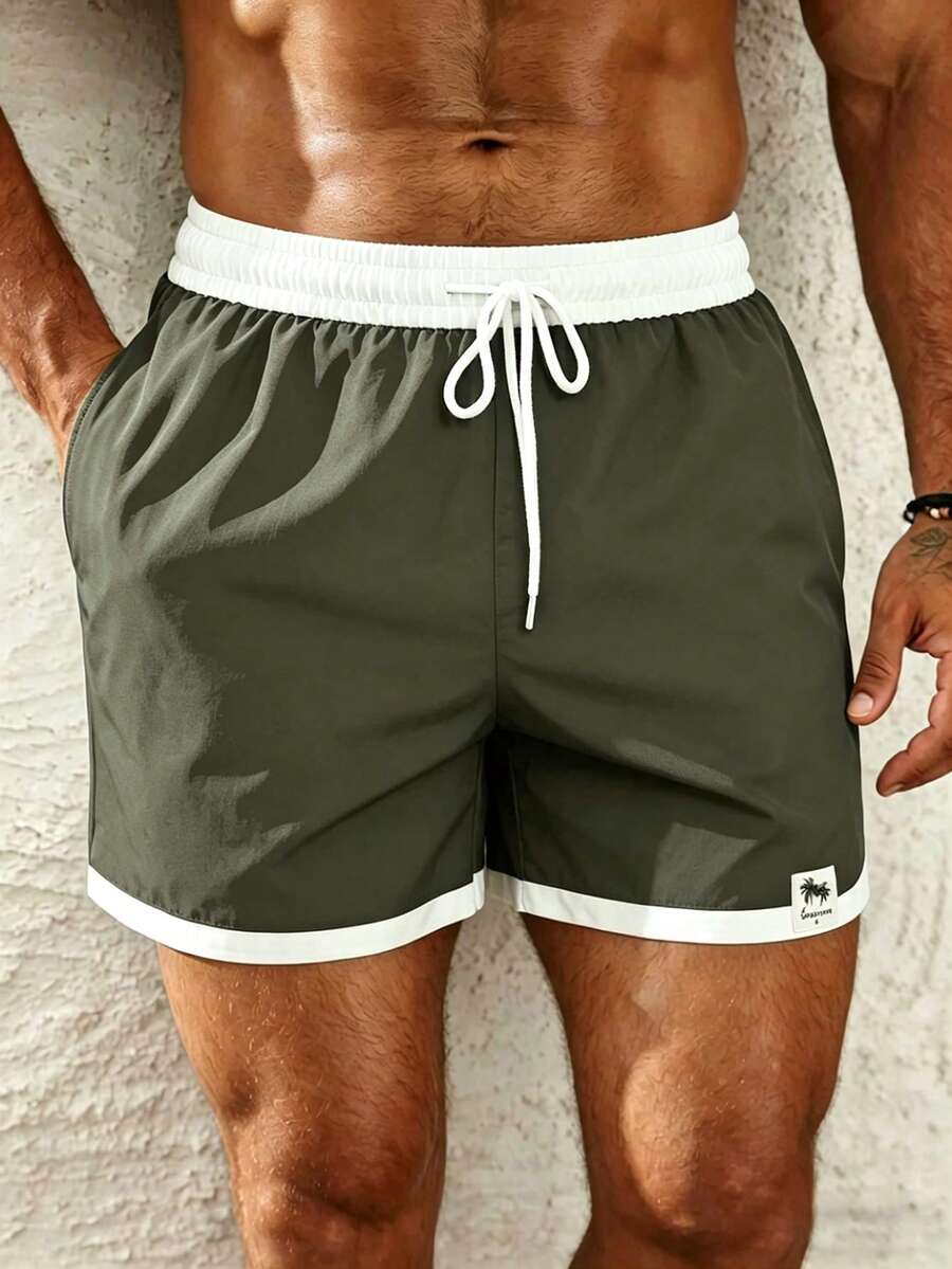 Manfinity KASUA Pantalones cortos de playa de verano con cordón de dos tonos para hombre, vacaciones - Multicolor - Ver 1