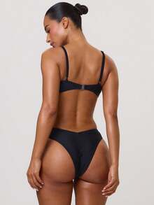 Musera Resort Black Dipped Front V Shaped Bikini Bottoms - Black - View 4