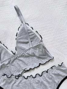 Napfluff Women's Casual Versatile Comfortable Skin-Friendly Adjustable Strap Bra Set 2pcs - Grey - View 3