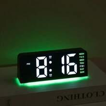 1PC Innovative LED Large Digit Clock, Date Display Desk Clock With Ambient Light, Multifunctional Digital Alarm Clock, Home Decor, Great Gift For Holidays. School Decor, Surprise Gift, Dorm Decor, Back To School Room Decor, Study Supplies. - multicolor - View 4
