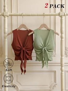 SHEIN MOD 2件組女款背心上衣 & 吊帶背心 - 彩色 - 查看 1