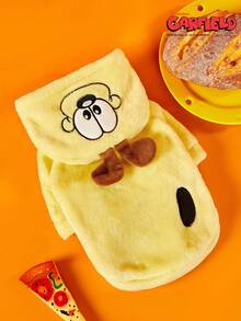 GARFIELD | PETSIN 一件猫狗通用服装，可爱黄色卡通毛绒角色扮演服，适合小型犬，保暖连帽卫衣，舒适款式 - 黃色 - 查看 4