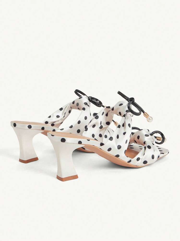CUCCOO CHICEST Women's Shoes Spring And Summer New Fashion Bow Polka Dot Open-Toed High-Heeled Sandals