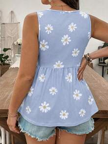 EMERY ROSE Women's Plus Size Floral Camisole Tank Top Suitable For Summer - Mauve Purple - View 2
