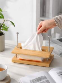 Cirelle Mid-Century Suspended Wooden Tissue Box, Japanese-Style Solid Wood Napkin Holder, Creative Desktop Tissue Dispenser, 3 Colors Available Cherry Wood/Bamboo Natural/Bamboo Walnut, Smooth Polished Napkin Organizer For Restaurant, Office, Home, Kitchen - Multicolor - View 8