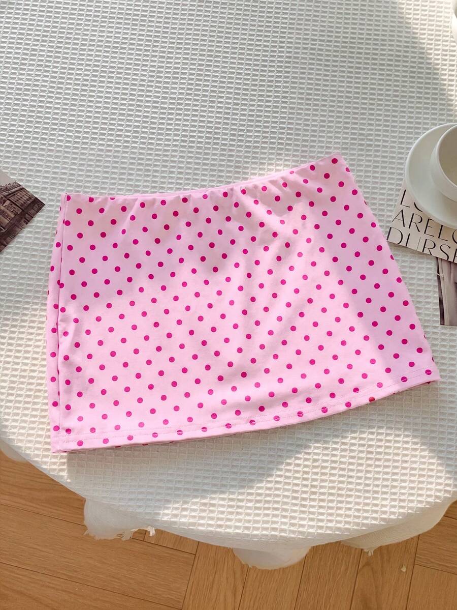 SHEIN Girls' Polka Dot Pattern Casual Skirt Summer Fashion - Pink - View 1