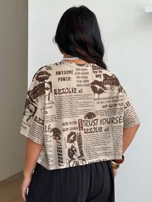Coolane 女款大尺碼字母刺繡落肩寬鬆休閒短袖圓領T恤 - 彩色 - 查看 7