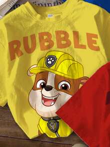 SHEIN | PAW Patrol Young Boy Casual Simple Comfortable Cartoon Animation Pattern Print Classic Color Block Cute Puppy Round Neck Short Sleeve T-Shirt 3pcs Set Suitable For Spring And Summer - Multicolor - View 4