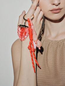 Noxbound Sweet Strawberry Resin Pendant Keychain, Red Rope Woven Beaded Bag Pendant. - Multicolor - View 5