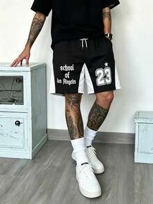 Manfinity LEGND Men's Casual Color Block Versatile Shorts, Holiday - Black - View 4