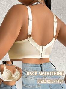 DesireSculpt Plus Size Lace Patchwork Non-Wired Bralette 1 Piece - Yellow - View 2
