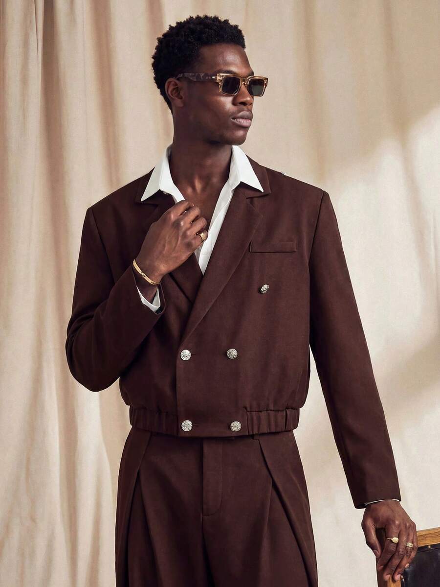 Vientiro Men's Suit Set, Versatile, Comfortable For Daily Wear, Gatherings, Parties, And Dates - Coffee Brown - View 1