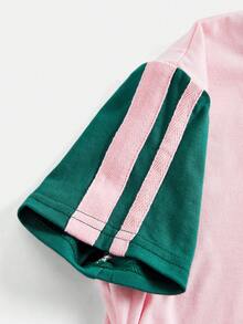 Tween Girls Bowknot Contrast Color Patchwork Bowknot Print T-Shirt And Long Pants Knit 2 Pieces Set Casual Daily Fashion Versatile - Multicolor - View 3